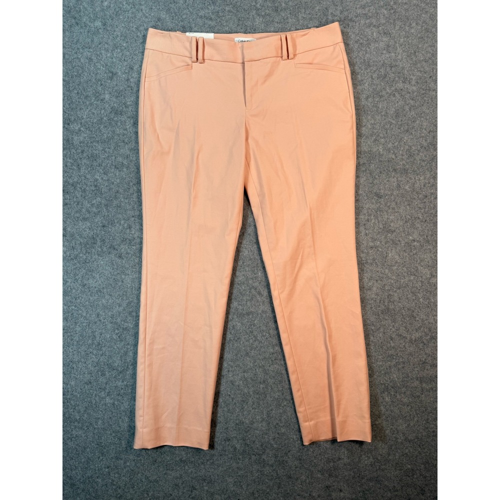 Calvin Klein Womens Skinny Fit Dress Pants Peach Pink‎ Size 10 x 32 Low Rise